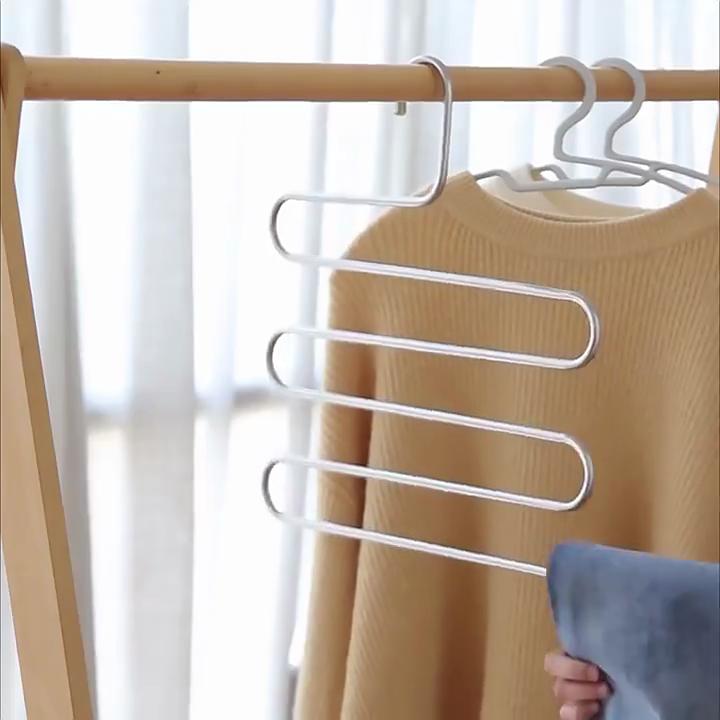 Wielofunkcyjny wieszak na spodnie w kształcie litery S ze stali nierdzewnej z wieloma warstwami