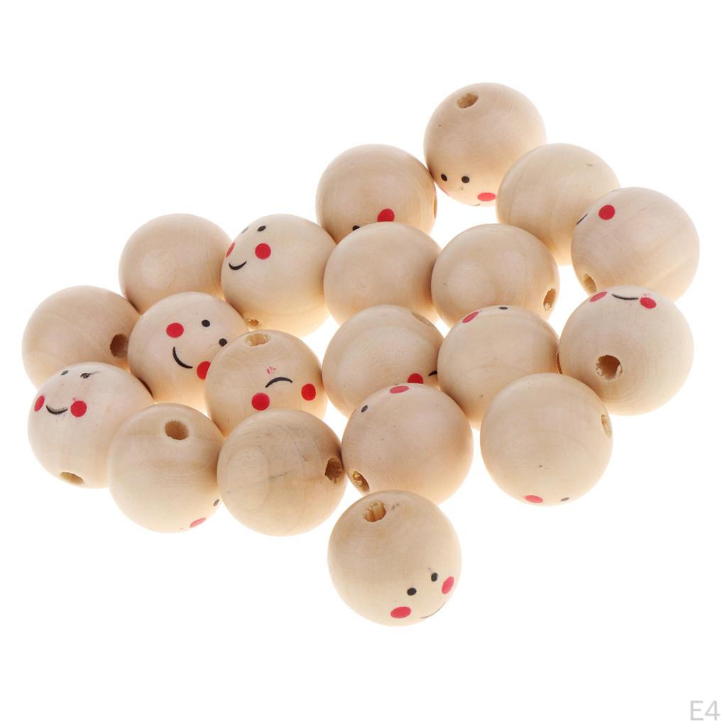 20 Pcs Wooden Beads Spacer Loose for Kids Bead Crafts