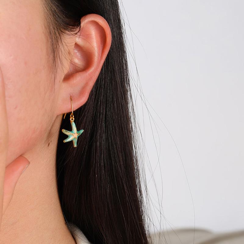 Obega Vintage Gold Color Starfish Shell Stud Earrings for Women Small Cute Imitation Pearl Earrings Banquet Wedding Jewelry