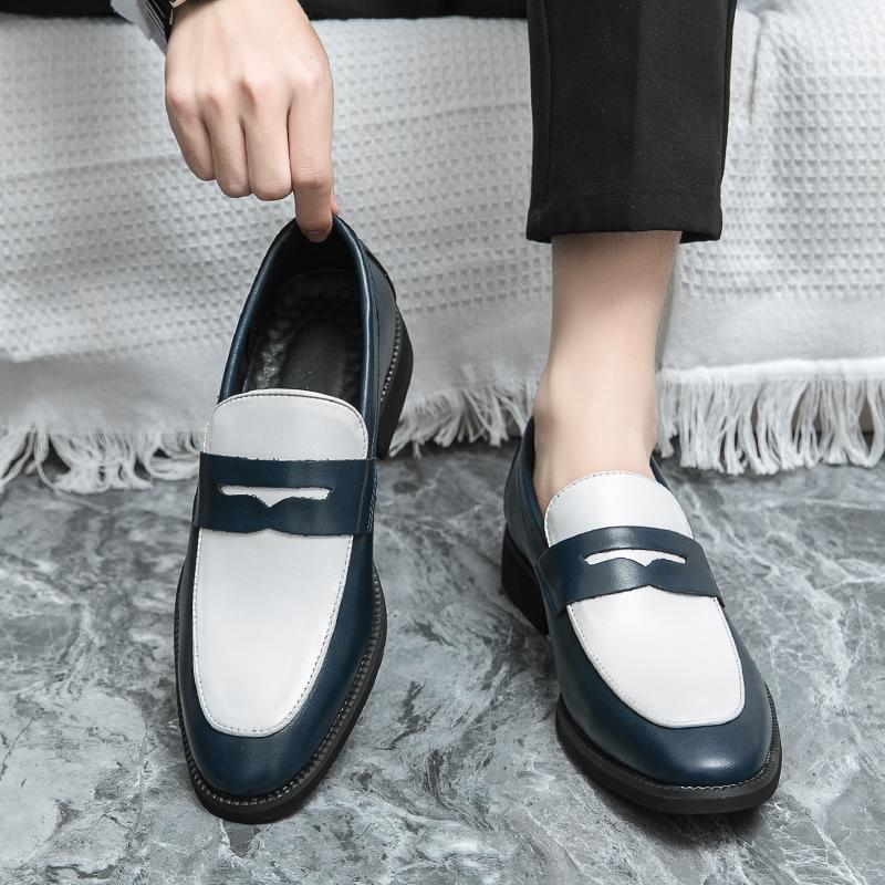 Mocassini Brand di Lusso Italiani da Uomo Scarpe in Pelle Colore Bianco e Nero Slip-on Suola Morbida Scarpe Casual Mocassino da Matrimonio