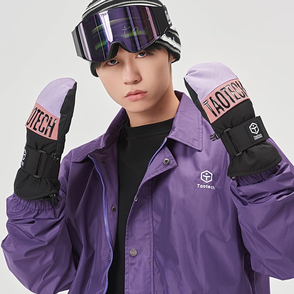 TaoTech Basic Snowboard Mittens with Wrist Guards for Men and Ski Gloves with Inner B with Size Women, Protectors, Waterproof, Warm,