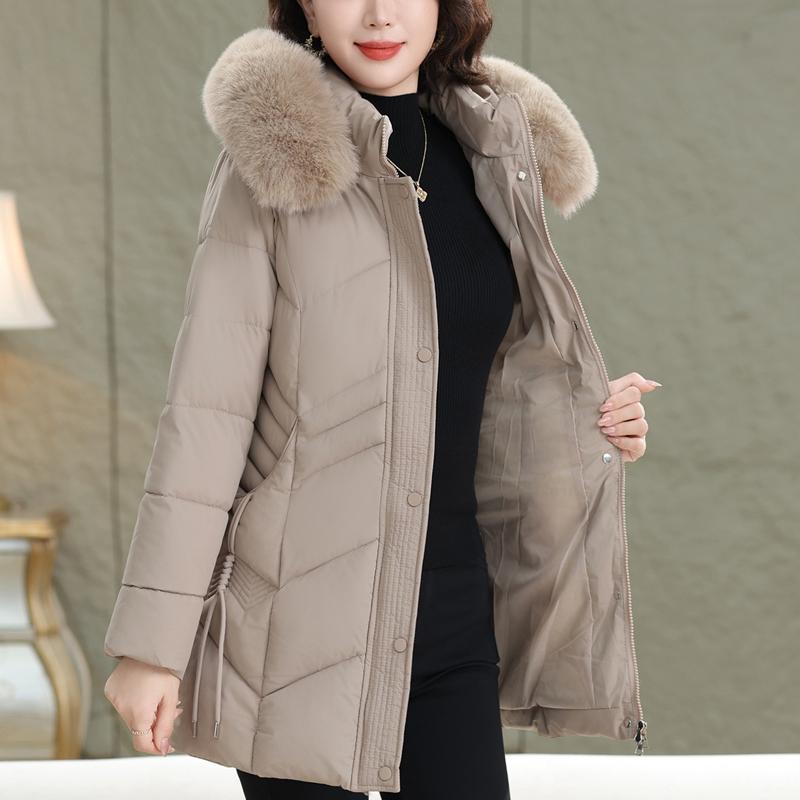 Jachete Femeie de Vârstă Mijlocie Iarnă Mărimi Mari Haine Exterioare cu Glugă Guler din Blană Faux Gros Cald Casual Palton de Iarnă Parkas Femei