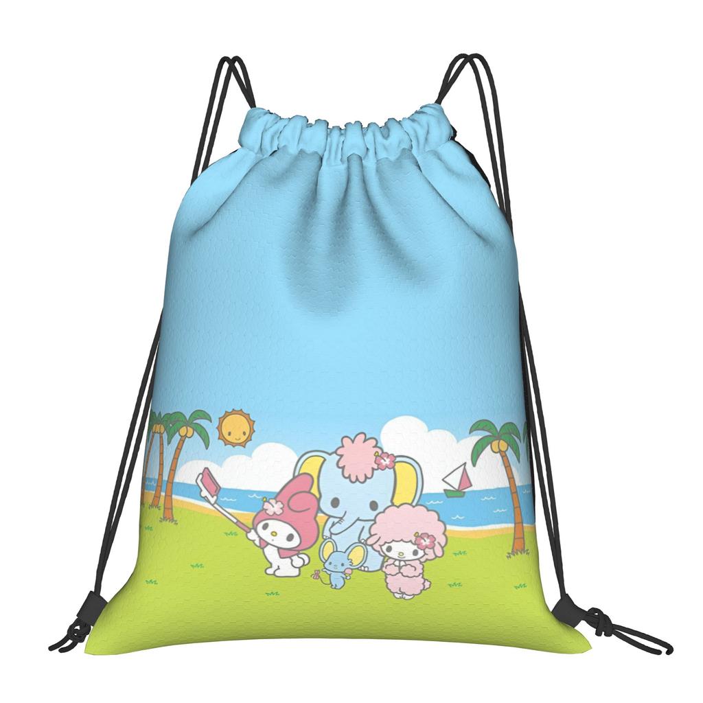 Custom M-Melodies Drawstring Bags Men Women Lightweight Rabbit Anime Sports Gym Storage Backpack