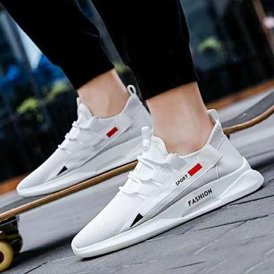 Pantofi pentru bărbați de vară respirabili pantofi casual pantofi sport din plasă țesută cu fir versiune coreeană pantofi de alergare versatili la modă pentru bărbați pantofi albi