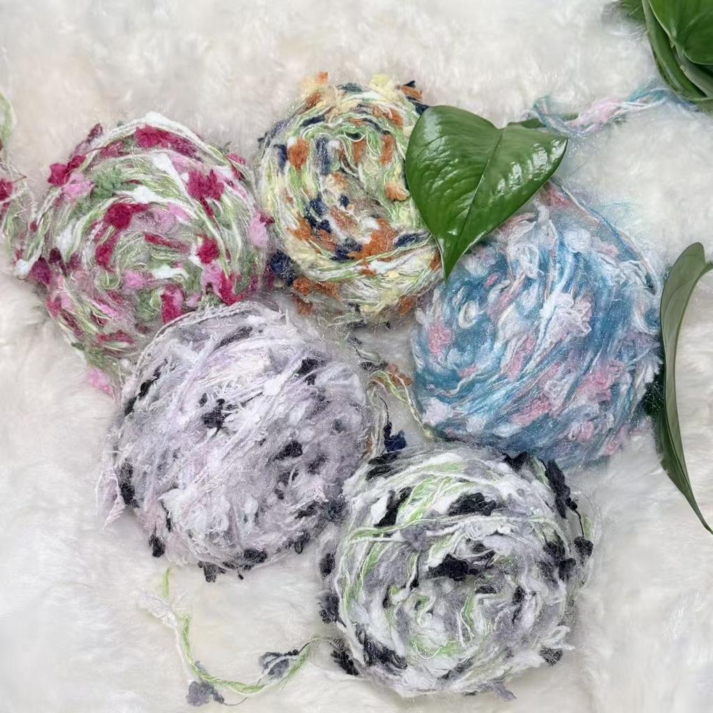 50g Variegated Fancy Yarn Mixed Color Nylon Polyester Blend Soft Novelty Textured Bubble Yarn for Knitting DIY Scarves Hats Craf