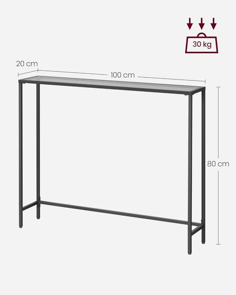 Console table, anteroom table, sofa end, tempered glass top, metal frame, adjustable legs, for living room, anteroom