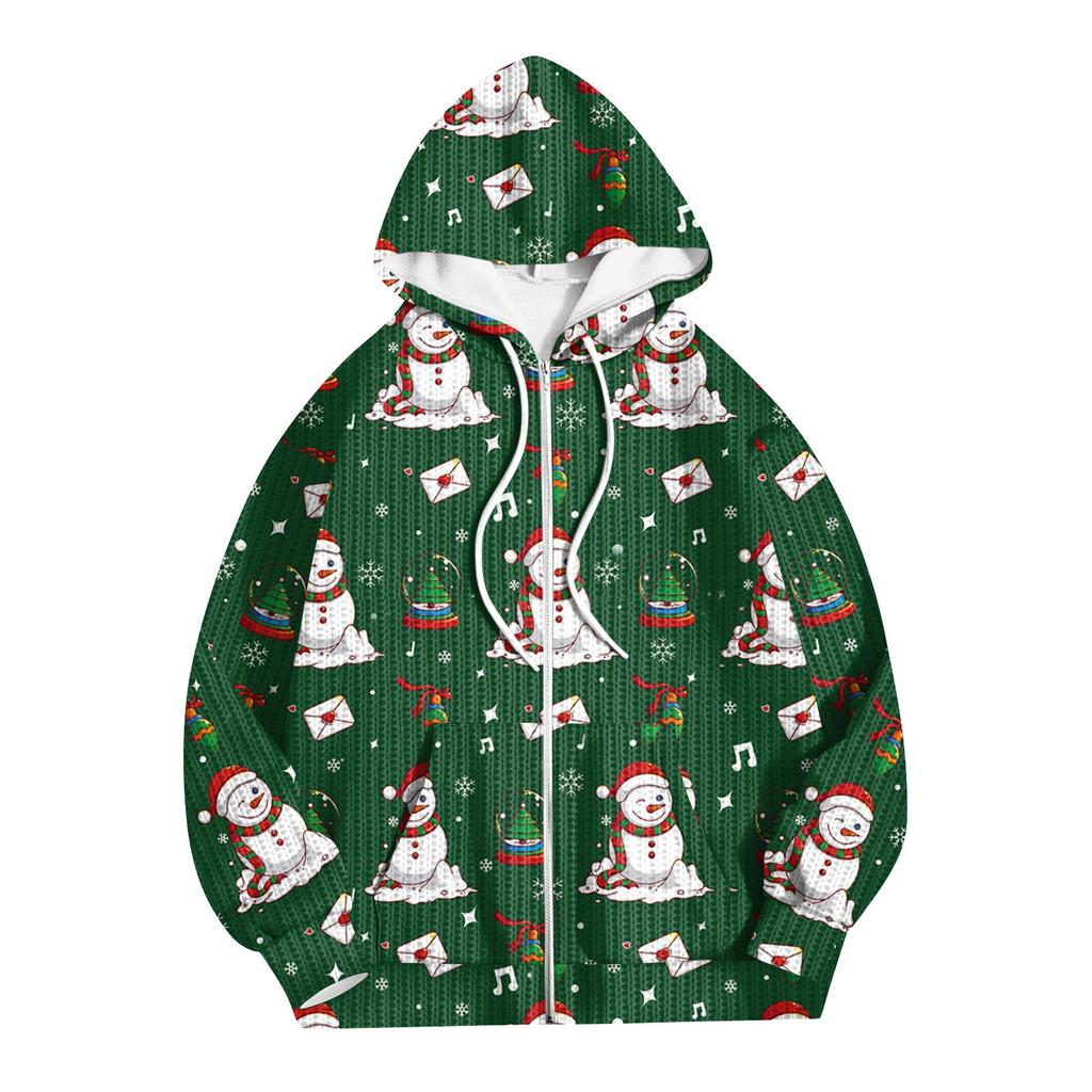 Women's Fashion Jacket Casual Printed Long-sleeved Hooded Cardigan Sweatshirts