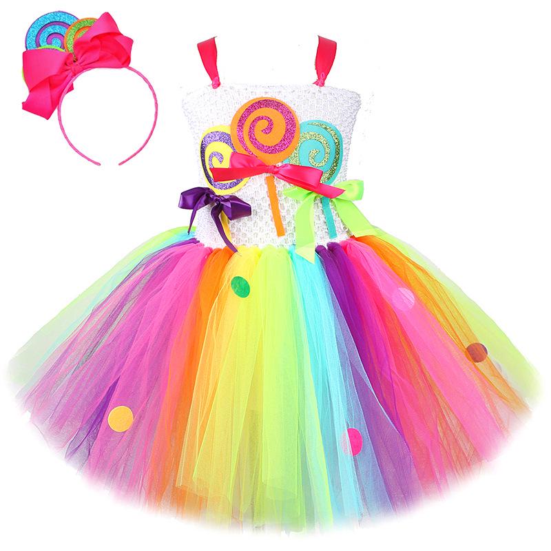 Colorful Candy Ice Cream Mesh Tutu Skirt for Girls
