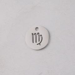 B4838 12mm Zodiac Style Charm 14k Gold Plated Stainless Steel Charm logo Custom Pendant for Jewelry Diy