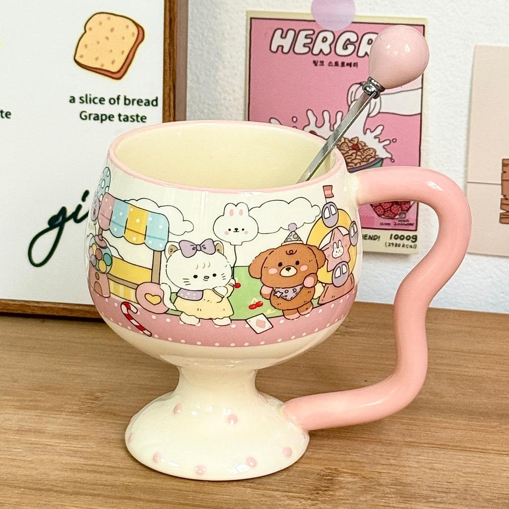 Cute Girl Goblet Cartoon Mug Ceramic Water Cup Household High-value Coffee Cup Good-looking Birthday Gift