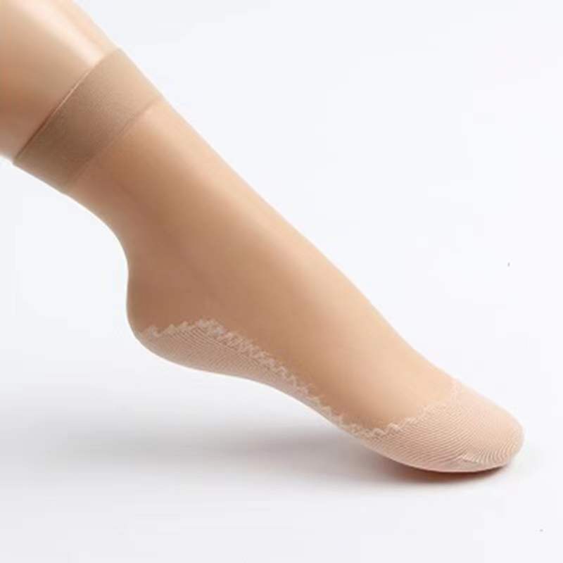5/10 Pairs Spring Summer Women Soft Socks Thin Silk Socks Non-Slip Bottom Splice Fashion Transparent Ladies Breathable Sock