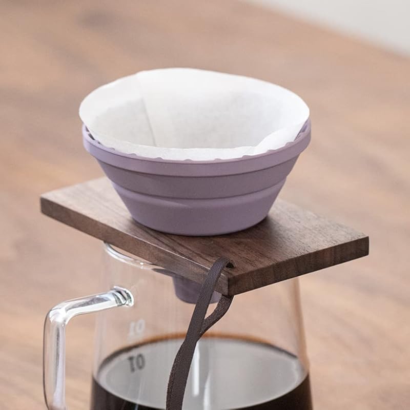 Pour Over Coffee Dripper,V60 and Cake Cup Filter Paper Silicone Coffee Funnel Filter,Reusable Dripper Coffee Filter with Wood Base Coffee Dripper