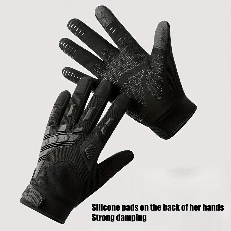 1Pair Wear-resistant Breathable Non-slip Cycling Touch Screen Full Finger Gloves Suitable for Outdoor Sports Riding On the Field Camping Training