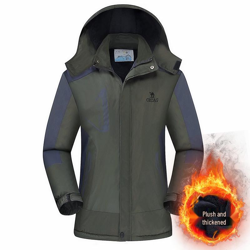 Men's Thickened Plus Velvet Winter Cotton Padded Jacket, Workwear, Plus Size
