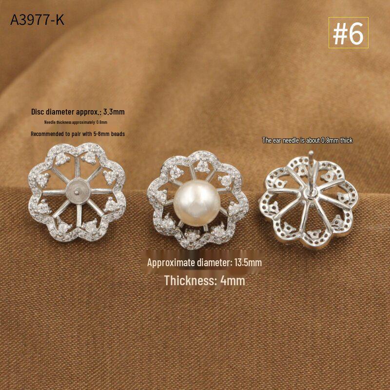Copper-Plated Gold Diamond Floral Firework Irregular Round Half-Hole Ear Studs – High Luxury Design DIY Jewelry.