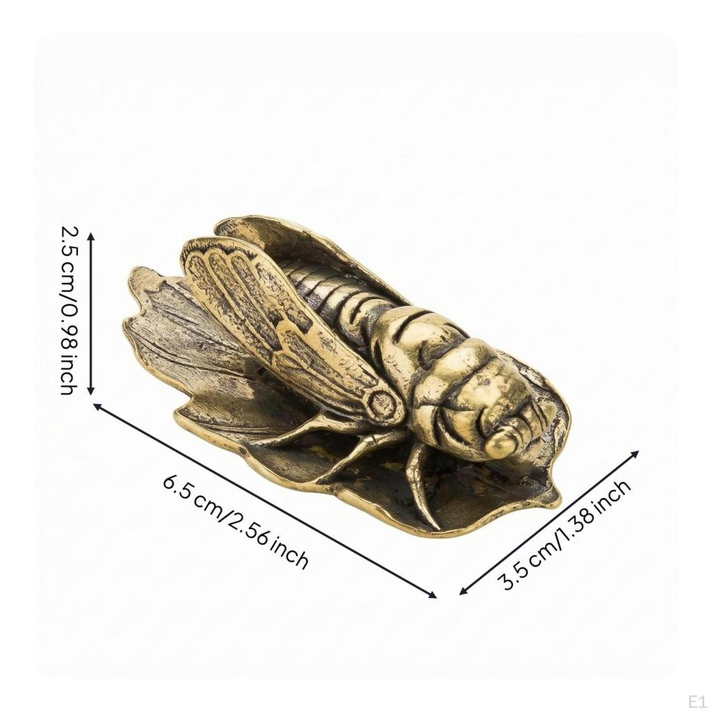 Brass Cicada Ornament Aged Vintage Bronze Tone Detailed