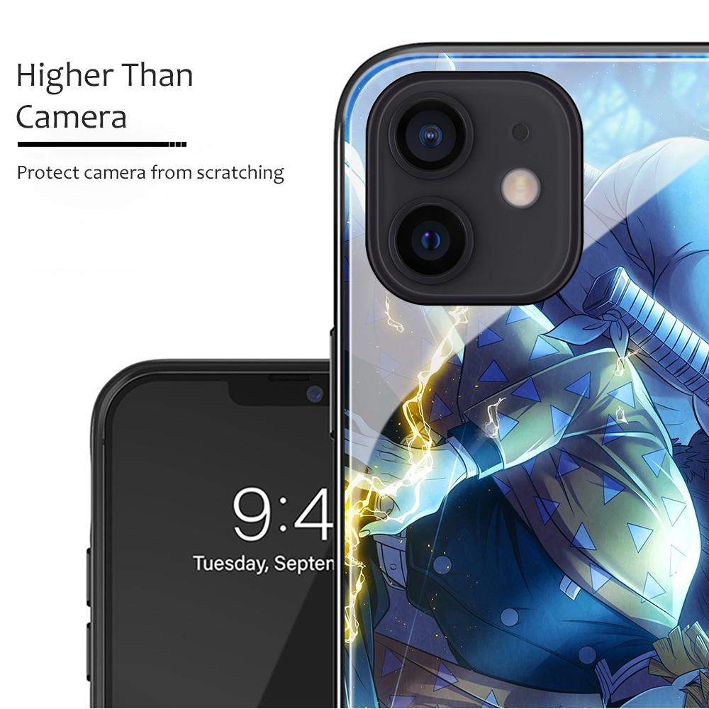 Demon Slayer Agatsuma Zenitsu Phone Case For Iphone 6 6s 7 8 14 Plus X Xr Xs Max 11 12 13 14 Pro Mini Max Tempered Glass Cover