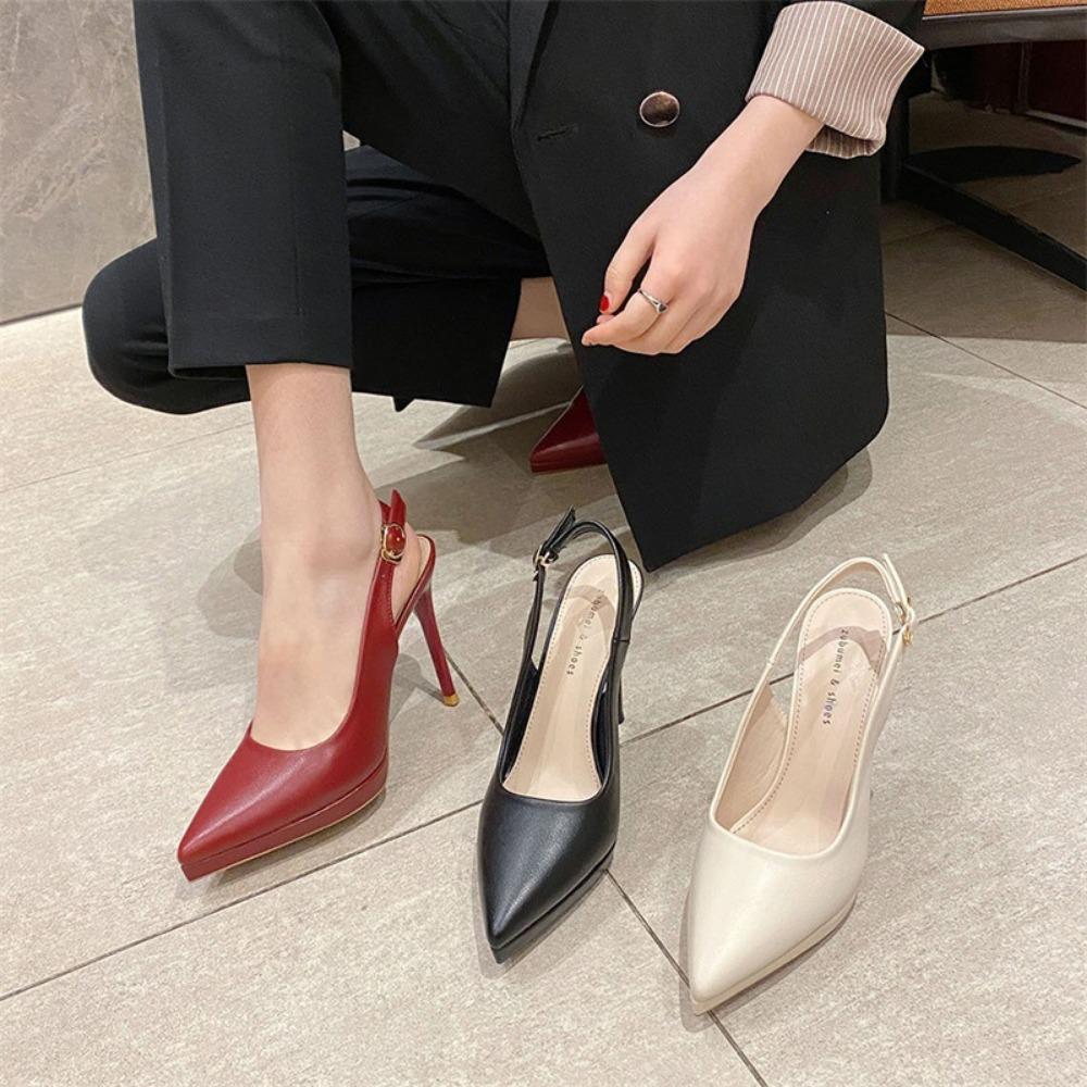 Fashion Women's Sandals Baotou Back Hollow High Heels 2025 New Pointed Thin Heels Single Shoes Women's Simple and Elegant Sandals