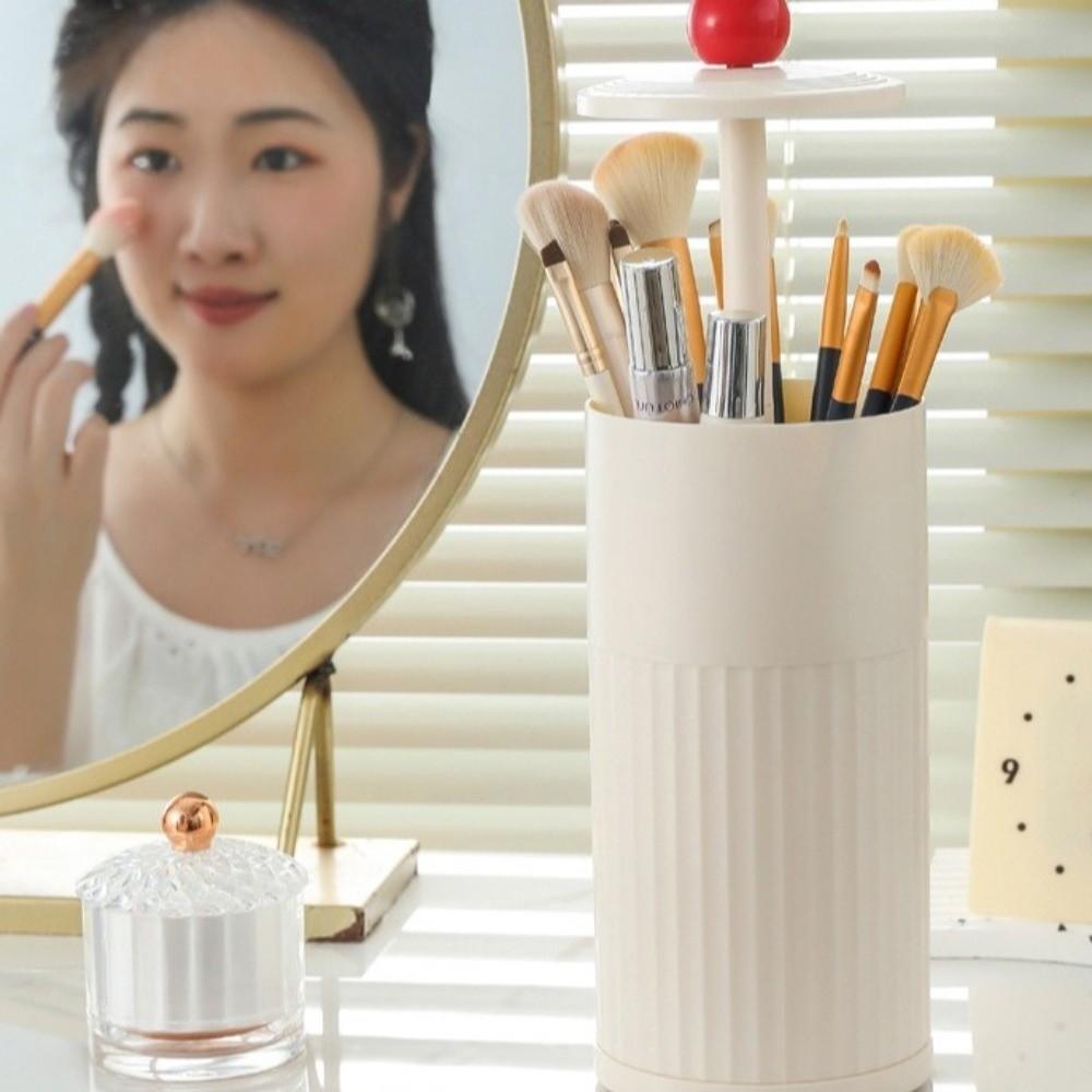Automatic Lifting Makeup Brush Storage Box Plastic Makeup Brush Holder  Desktop Use