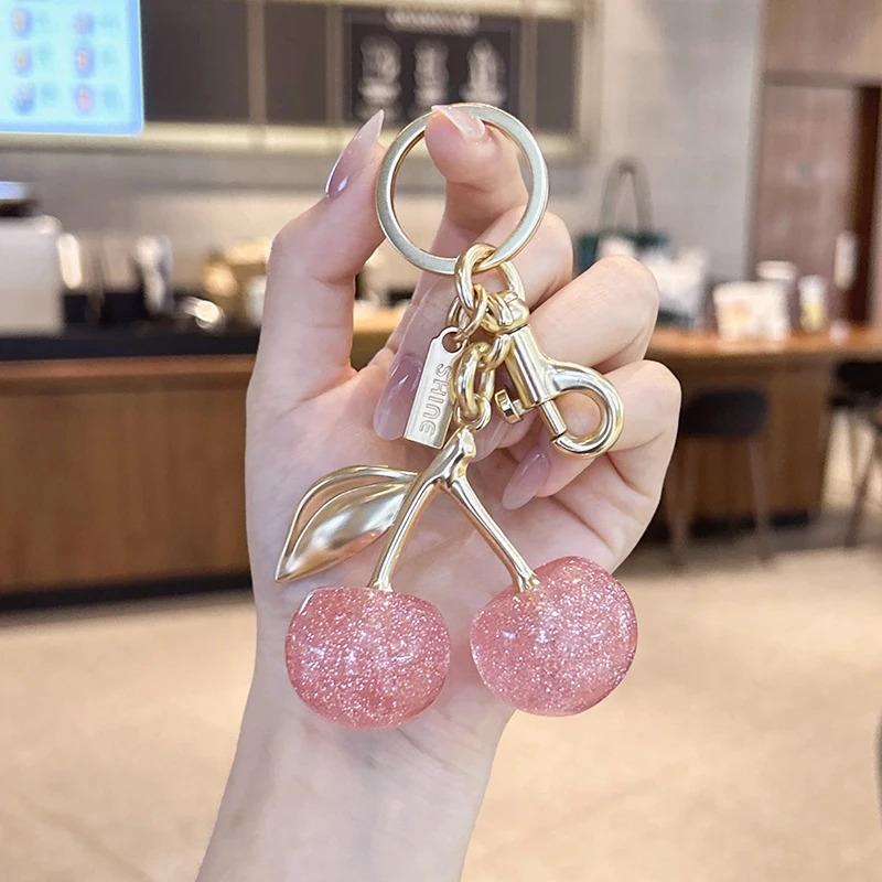 New Keychain Pendant Jewelry High-End Fashion Cherry Flower Good Things Happen Peanuts Cute Wild Mushrooms Key Shell