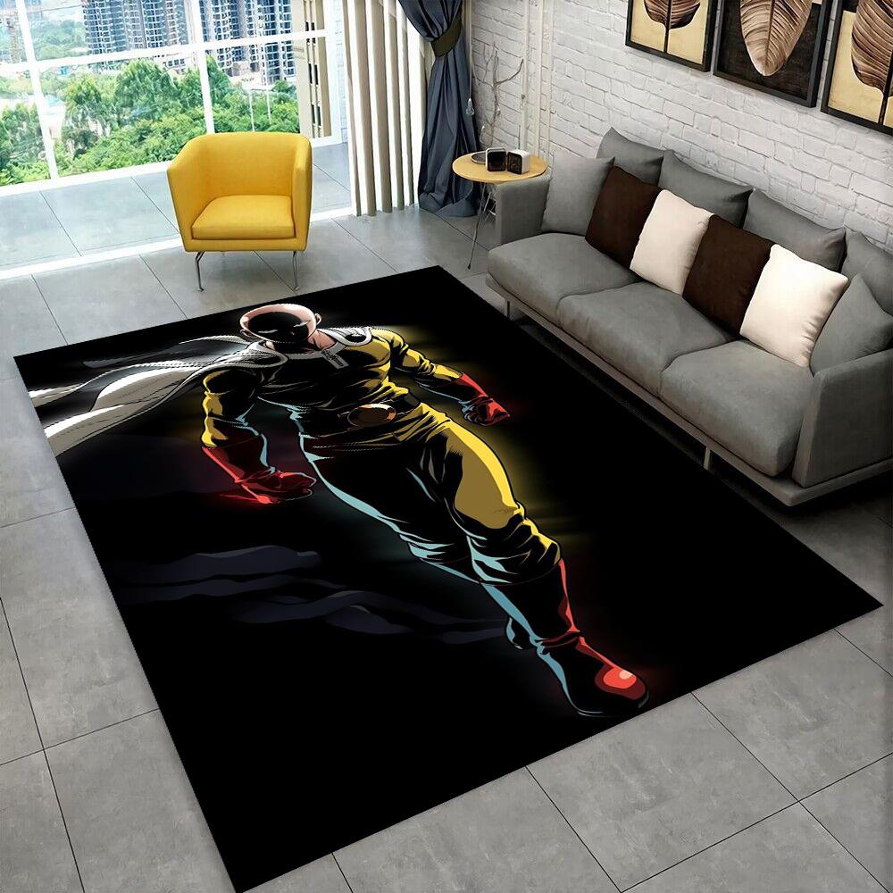 3D One Punch Man Saitama Cartoon Anime Teppich für Wohnzimmer Schlafzimmer Zuhause Sofa Dekoration, Kinder Spiel Rutschfeste Bodenmatte