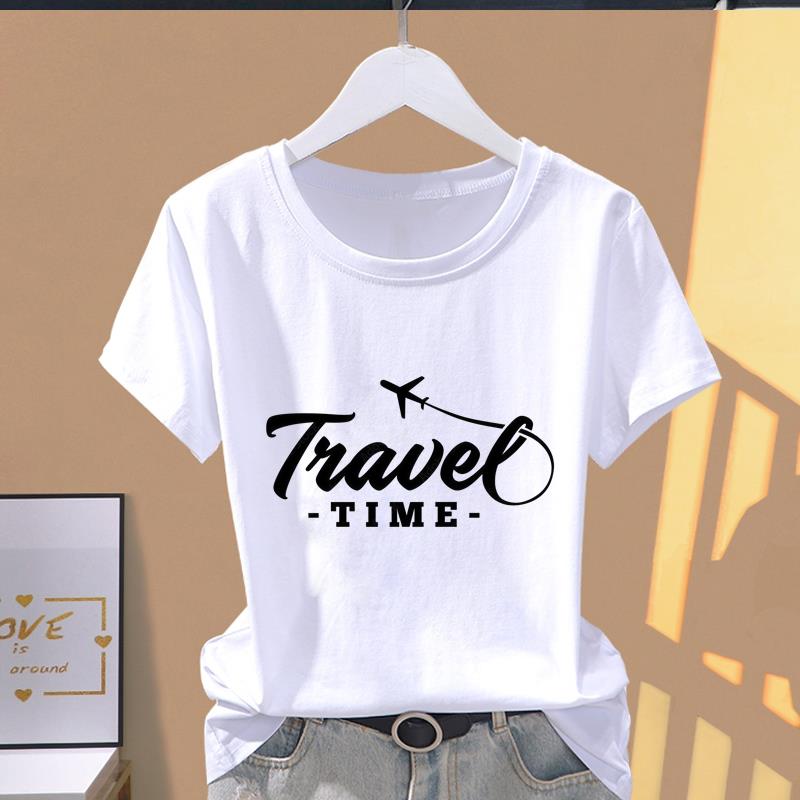 (Asian Size) letter flower style Women's Top Short Sleeve T-shirts O-neck Casual Clothing Fashion Female T shirt Printed Graphic Tee