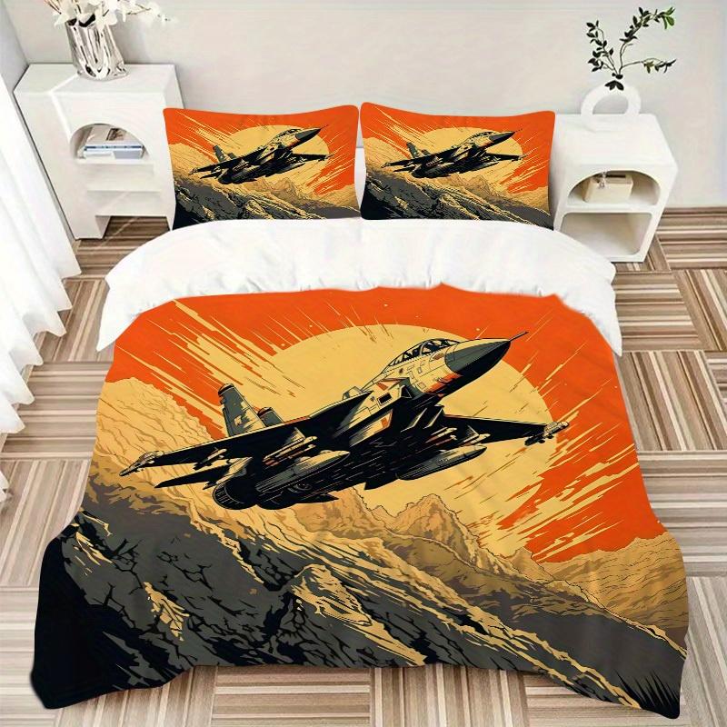 3er Set Jet Flight 1Bettbezug + 2 Kissenbezüge, Kissenfüllungen Nicht Enthalten, Maschinenwaschbar, Ganzjahresnutzung, Geeignet für Schlafzimmer Gästezimmer92