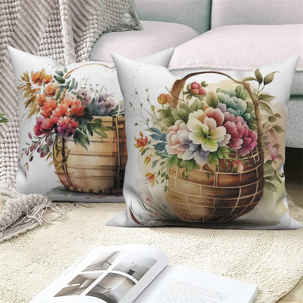 Květinový potisk Dekorativní povlak na polštářek na pohovku auto obývací pokoj Květina Rostlina Polštář