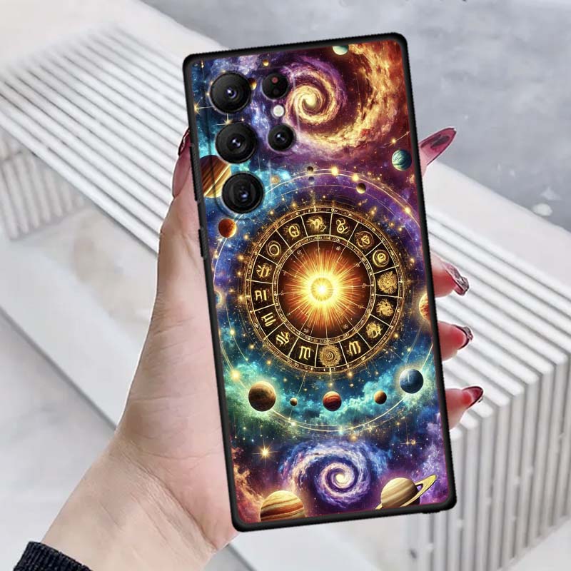Cosmic Starry Sky Pattern Phone Case For Samsung Galaxy S26 S25 S24 S23 S22 S21 S20 Ultra Plus FE 5G Black Soft TPU