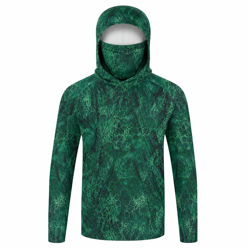 Men's Hooded Fishing Shirt with Face Mask Long Sleeve Outdoor Performance Hoodie