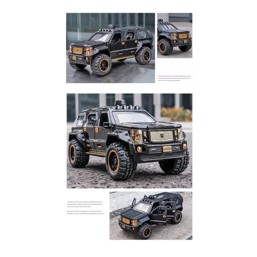 1/24 G.PATTON Off Road Vehicle Alloy Diecast Metal Model Simulation Collect Children's Toy Kids Gift Birthday Present for Boys