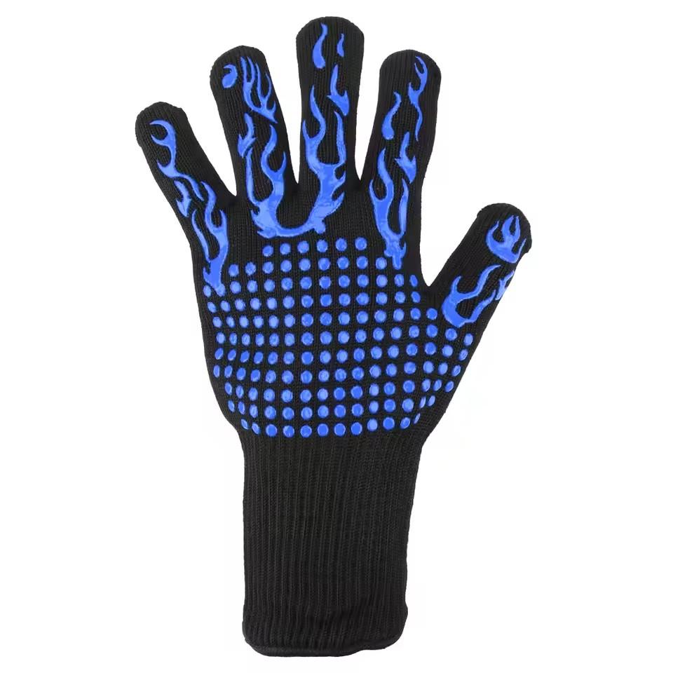 Non-slip Fireproof Microwave Oven Gloves Extreme Heat Resistant Oven Mitts 300-500 Centigrade Flame Retardant BBQ Fire Gloves