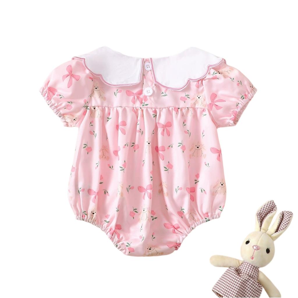 Unisex Infant Fashion Collar Romper For Baby Daily Wear