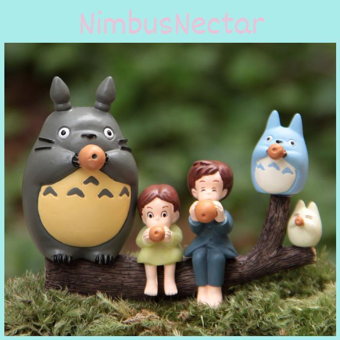 My Neighbor Totoro Anime Character Cat Girl Blowing Xun Mini Model Micro Landscape Diy Decor For Anniversary Gift