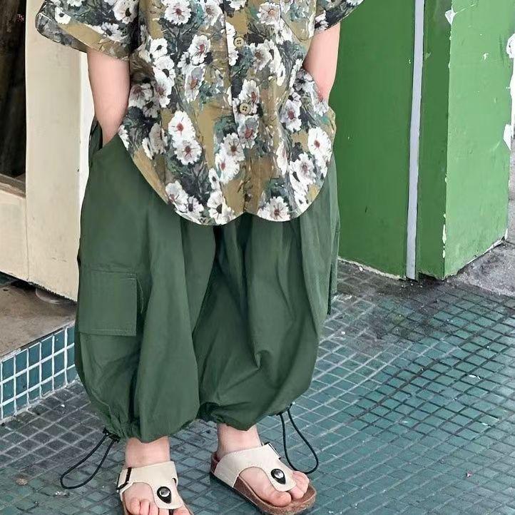 Boys' Retro Floral Short Sleeve Summer Set – Trendy Korean Style Two-Piece 2025