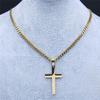 Christian Hip Hop Stainless Steel Jesus Cross Chain Necklace for Women Men Gold Color Statement Necklace Jewelry Collier Croix
