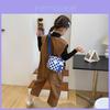 Stylish Children's Checkerboard Canvas Bag Ideal For Boys' Casual Outings And Everyday Use