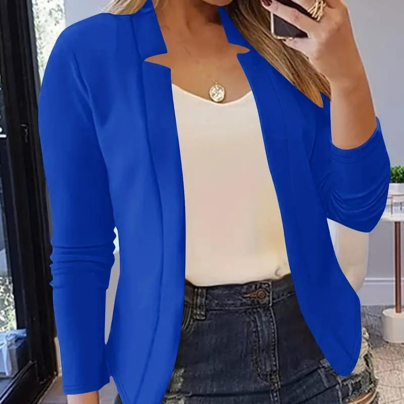 

Весенне-осенняя женская однотонная повседневная куртка, небольшой костюм 5XL темно-синий