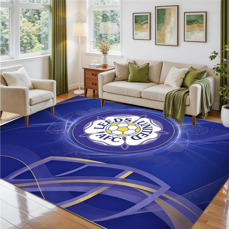 Leeds United Football Design Crystal Velvet Rug Soft Decorative Mat for Bedroom Entrance