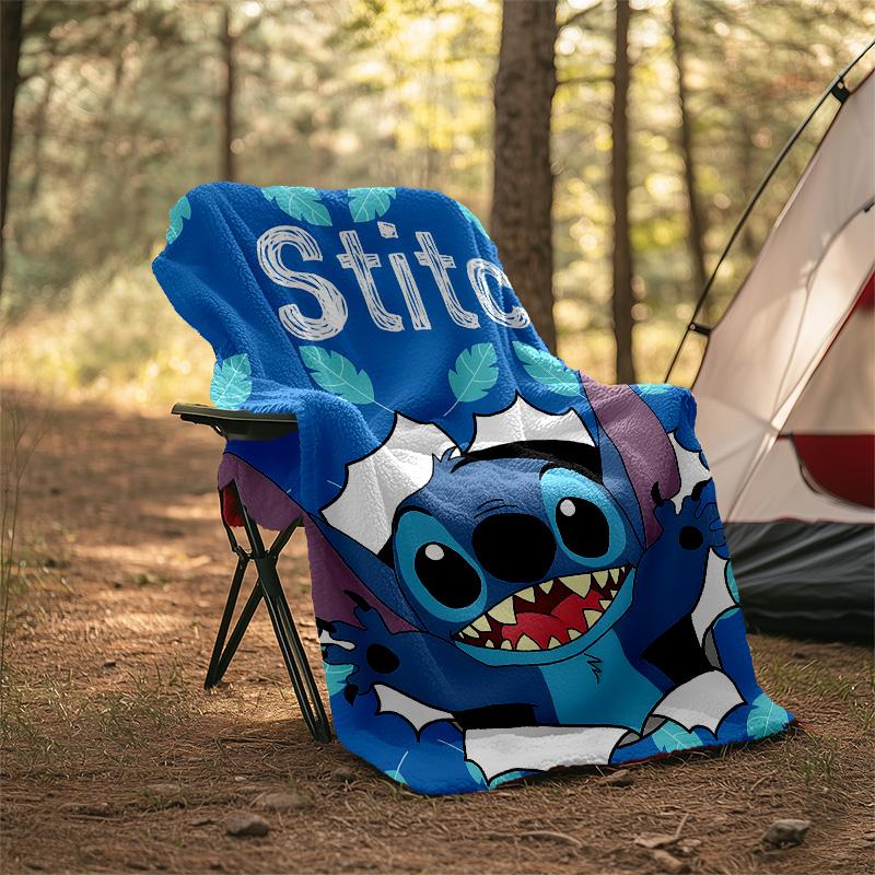 1pc S-Stitch2 Theme Blanket - Digital Print, Polyester, Cozy for All Seasons, Perfect for Outdoor, and Travel