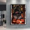 Zestaw do haftu krzyżykowego DIY Diament Haft Halloween Dynia i czarny kot Diament Malarstwo Home Decor