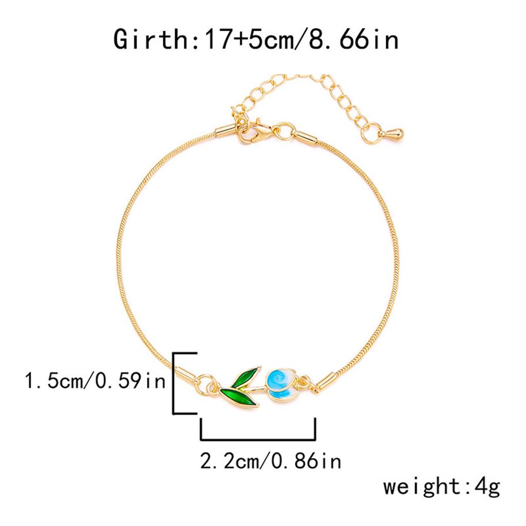 Koreanische Leichte Luxus Tulpenblumen Armbänder Für Frauen Elegante Bunte Emaille Florale Handgelenkketten Armband Hochzeit Party Schmuck