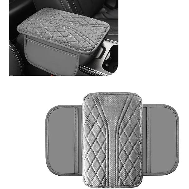 WZP Car Center Console Cover, Leather Arm Rest Cover with 2 Storage Bag, Console Cover for Car Storage Box Protector, Universal for Sedan SUV Truck