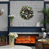 Fall Wreaths White Pumpkin Leaves Front Door Wreath Rustic Decor Sign Decorations For Porch Thanksgiving Fireplace Patio