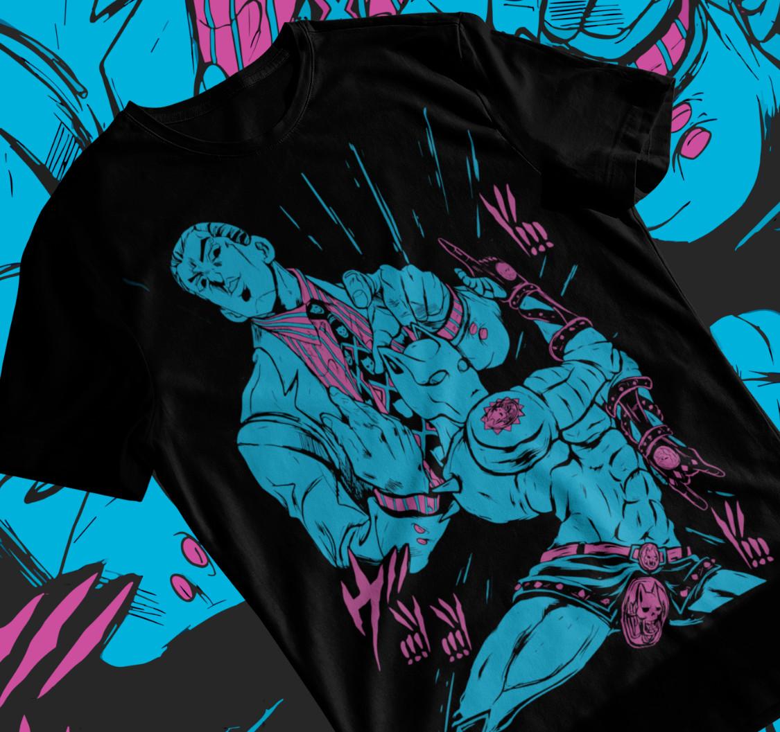 Jojo Bizarre Adventure T-shirt Kira Killer Queen Anime Manga Shirt Soft Tee S
