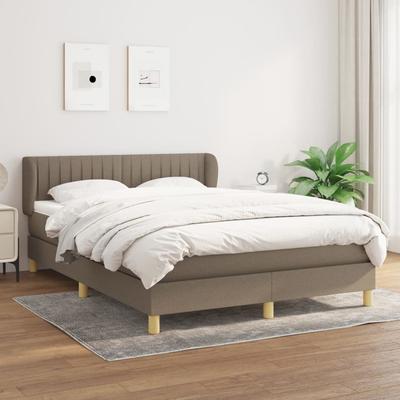 Vidaxl Łóżko Kontynentalne Z Materacem, Taupe, Tkanina, 140X200 Cm