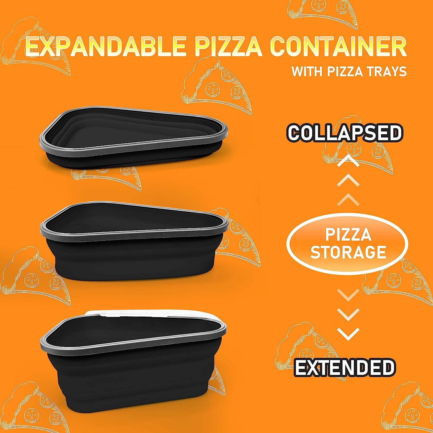 Контейнер для хранения пиццы с подносом для микроволновой печи Многоразовый расширяемый силиконовый контейнер для хранения ломтиков пиццы чёрный
