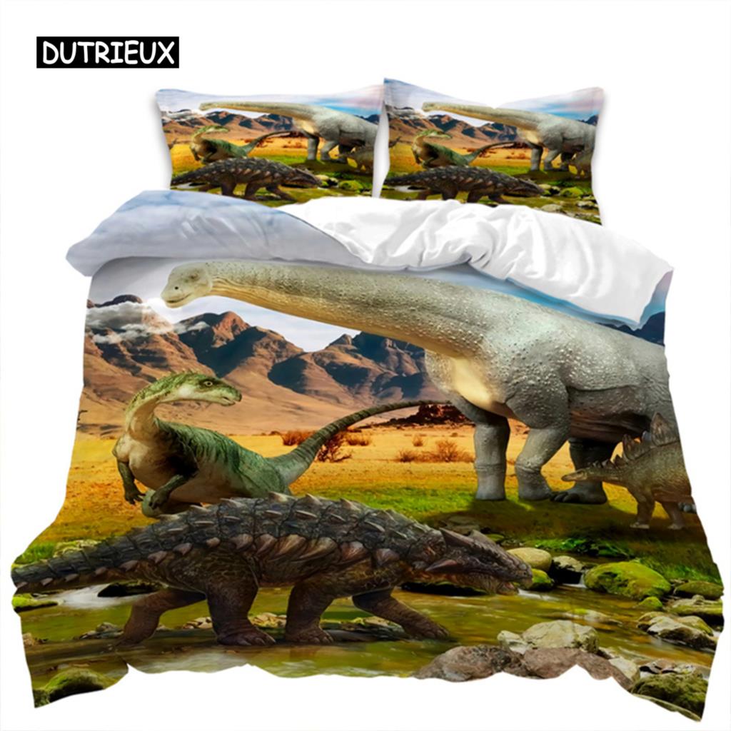 Duvet Cover Jurassic World Park Dinosaur Twin Double Microfiber Animal Comforter Cover  Dinosaur Bedding For Kids Teens Room