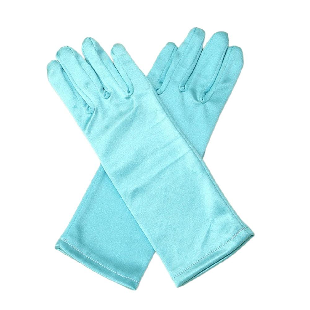 

Однотонные детские перчатки, атласное сценическое платье для выступлений, новые модные перчатки для принцессы для девочек синий