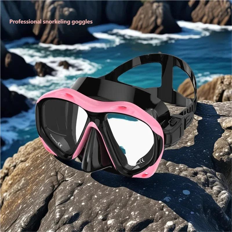 Professional Freediving Mask Anti-Fog Foldable Waterproof High-Definition Adult Diving Goggles Snorkelling Nose Guard Integrated